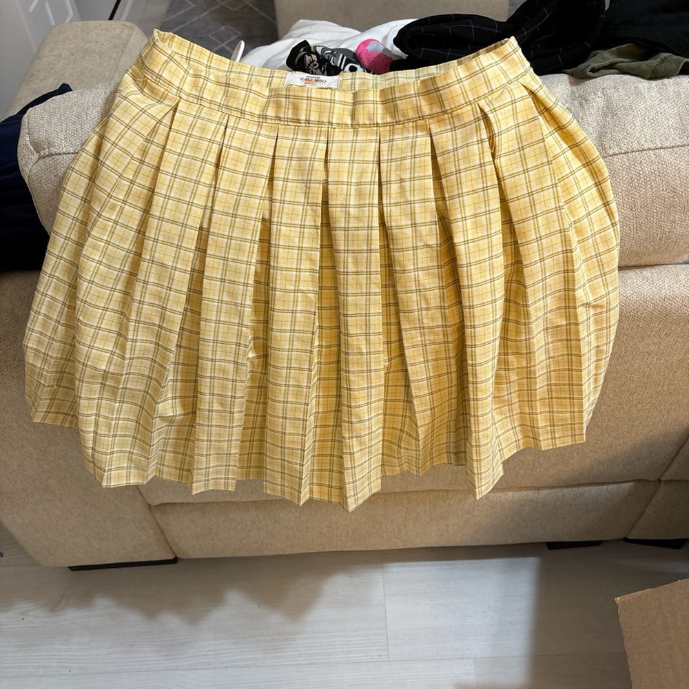 Chic Yellow Plaid A-Line Skirt